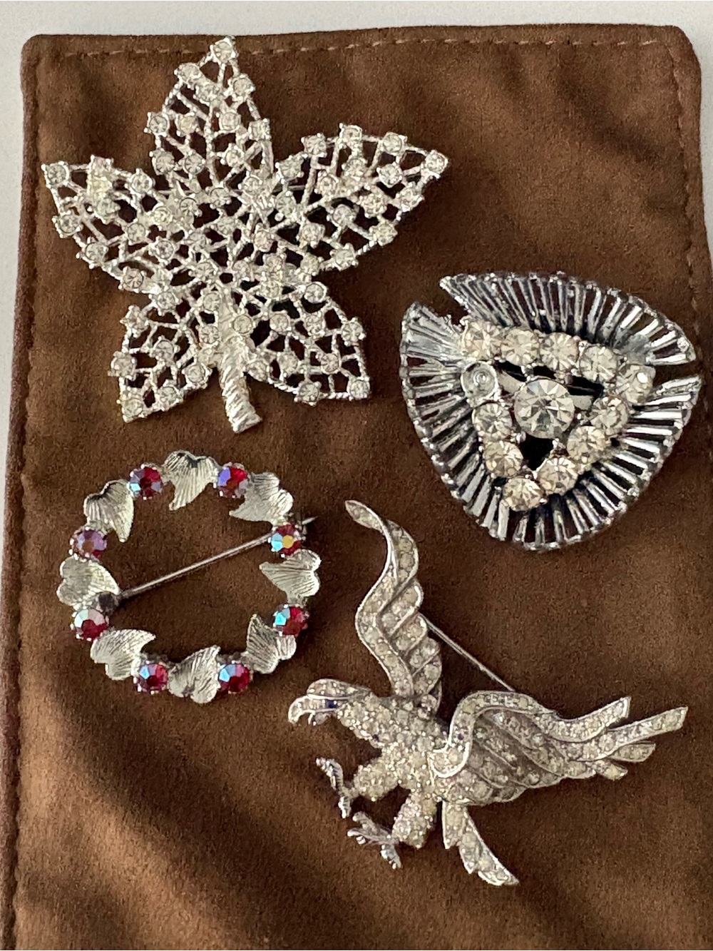 Crystal Silver-tone Assorted Women's Brooch Set - Silver